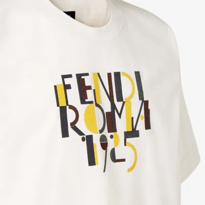 Fendi Roma 1925 Print Cotton T-shirt Clothing In White
