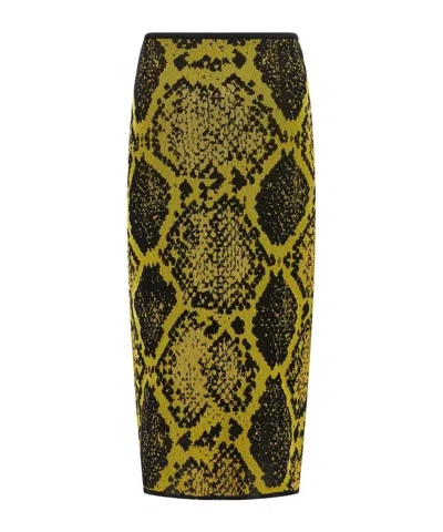 Attico Knee-length Bodycon Python Print Skirt In Multi