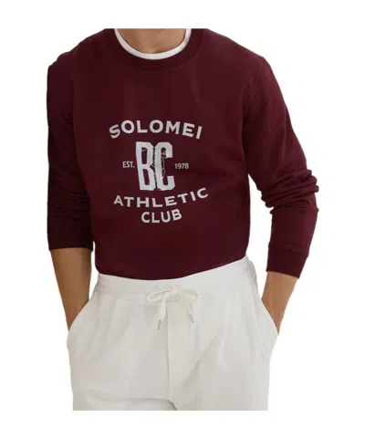 Brunello Cucinelli Men Cotton Sweatshirt With Print On The Front In Burgundy