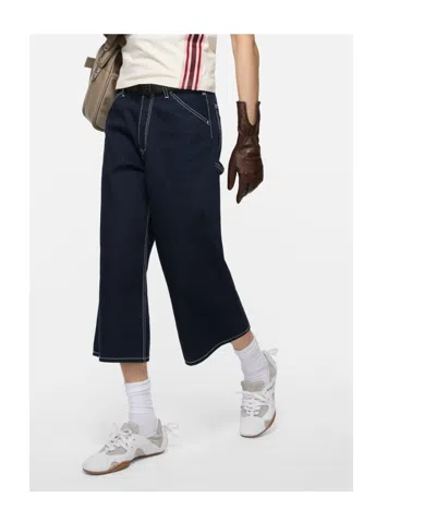 Acne Studios Contrast-stitch Trousers In Blue