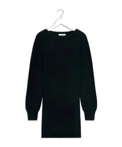 Lemaire Black Solid Round Neck Sweater In Black