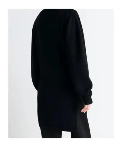 Lemaire Black Solid Round Neck Sweater In Black