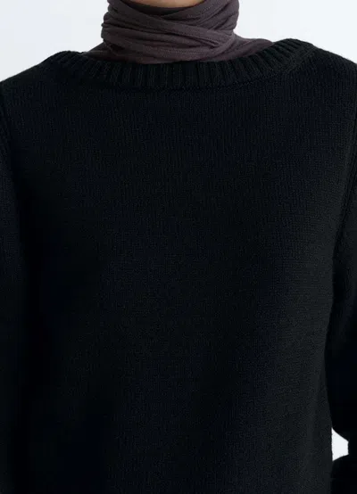 Lemaire Black Solid Round Neck Sweater In Black