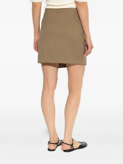 Gestuz Check-pattern Wrap Skirt In Brown