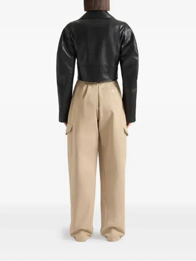 Givenchy Cropped Cocoon Biker Jacket In Leather In Black