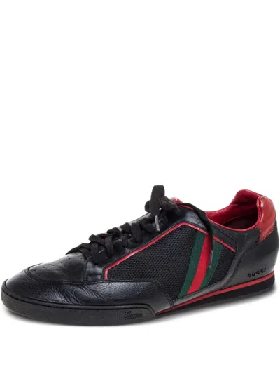 Pre-owned Gucci Web-stripe Sneakers In Black
