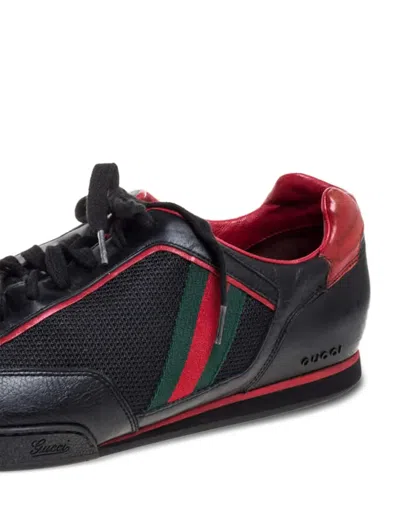 Pre-owned Gucci Web-stripe Sneakers In Black