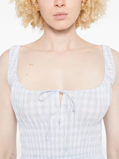 Doen Quilla Gingham-check Smocked Dress In Blue