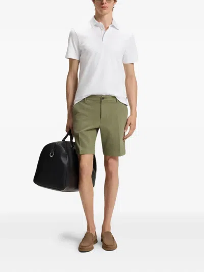 Hugo Boss Mens Medium Green Slip-pocket Straight-leg Slim-fit Stretch-cotton Shorts In Green