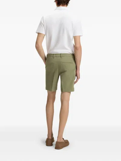 Hugo Boss Mens Medium Green Slip-pocket Straight-leg Slim-fit Stretch-cotton Shorts In Green