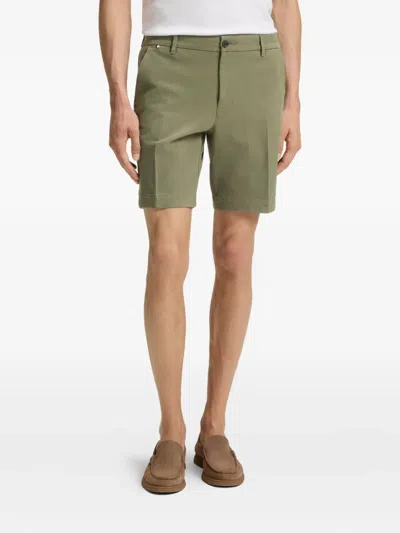 Hugo Boss Mens Medium Green Slip-pocket Straight-leg Slim-fit Stretch-cotton Shorts In Green