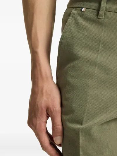 Hugo Boss Mens Medium Green Slip-pocket Straight-leg Slim-fit Stretch-cotton Shorts In Green