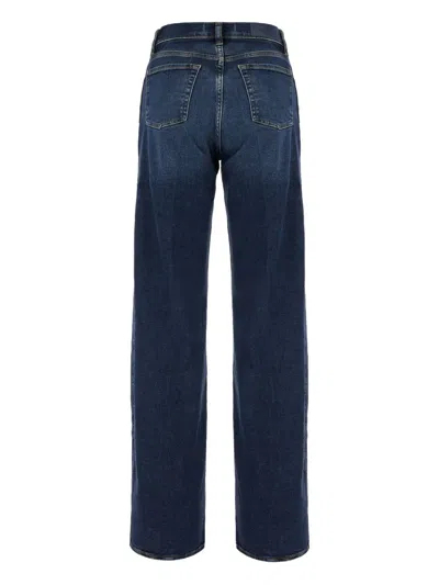 7 For All Mankind Wide Leg High Waist Jeans In Blue