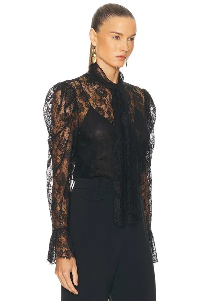 Chloé Jacquard Flower Lace Blouse In Black