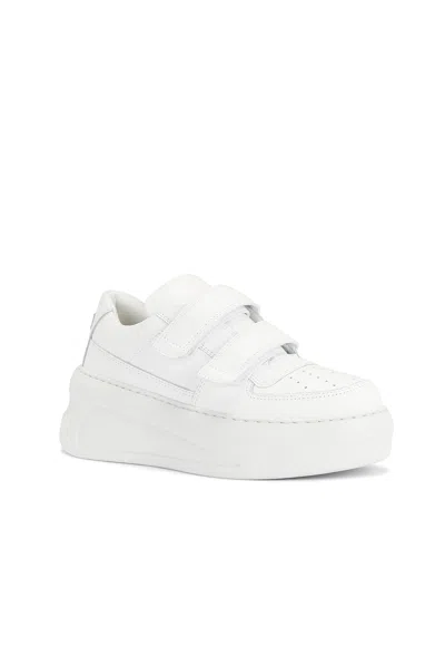 Acne Studios Velcro Strap Platform Sneakers In White Cow Leather In White