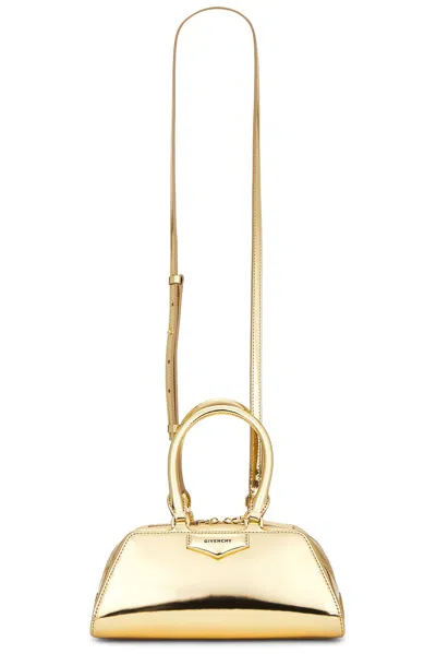 Givenchy Antigona Mini Top-handle Bag In Mirror Laminated Leather In Gold