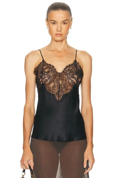 Nili Lotan Mabelle Lace-trimmed Silk Satin Camisole In Black