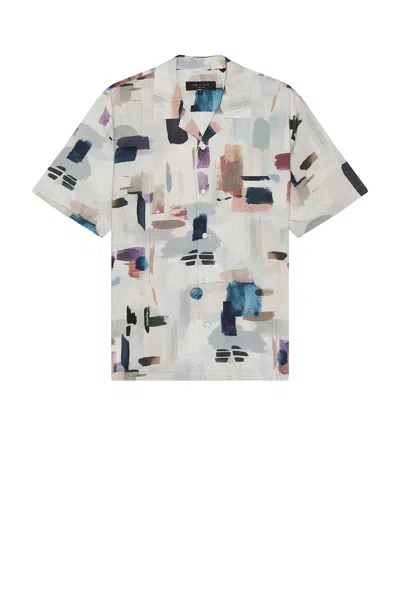 Rag & Bone Avery Abstract Print Camp Shirt In White