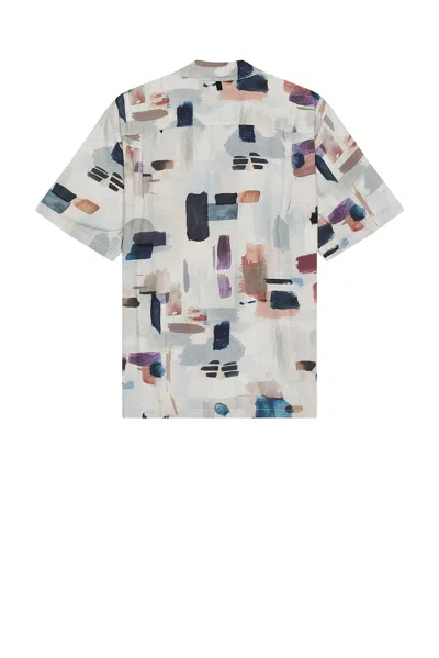 Rag & Bone Avery Abstract Print Camp Shirt In White