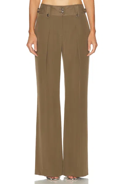 Tom Ford Pleated Wide Leg Pant In Brown
