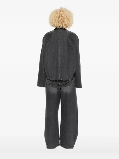 Litkovska Leather-panel Denim Jacket In Black