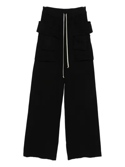 Rick Owens Drkshdw Creatch Wide-leg Cotton-blend Canvas Drawstring Cargo Trousers In Black