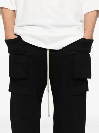 Rick Owens Drkshdw Creatch Wide-leg Cotton-blend Canvas Drawstring Cargo Trousers In Black