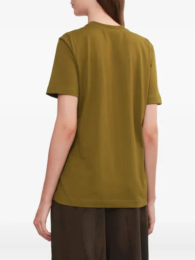 Msgm Logo Print Cotton T-shirt Clothing In Green