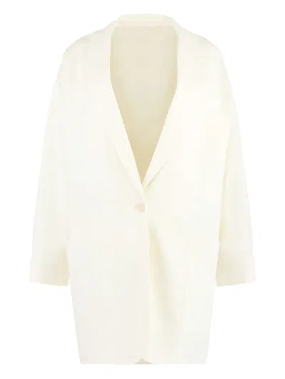 Max Mara Orlaya Virgin Wool Oversized Tailored Jacket In White