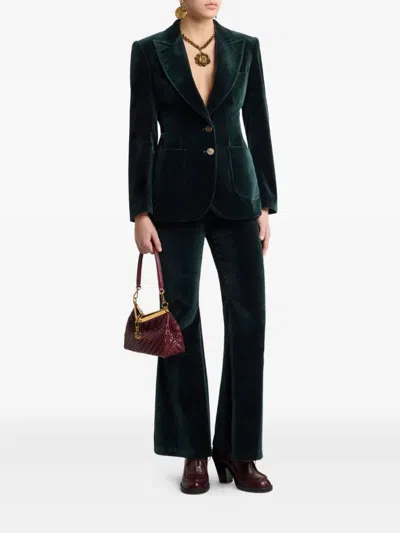 Etro Cotton-blend Velvet Blazer In Green
