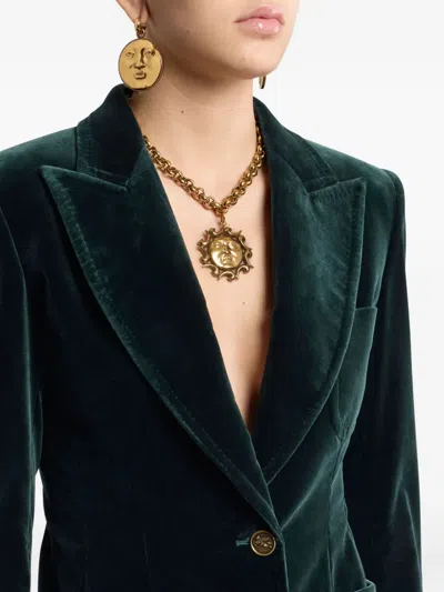 Etro Cotton-blend Velvet Blazer In Green