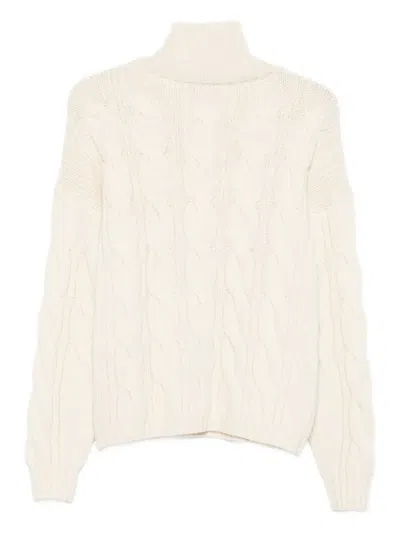 粗绞花针织高领毛衣