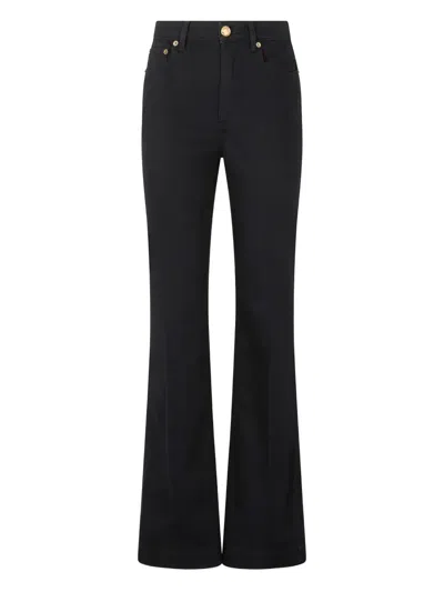 Roberto Cavalli Mirror Snake Monogram Bootcut Jeans In Black