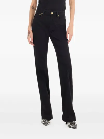 Roberto Cavalli Mirror Snake Monogram Bootcut Jeans In Black