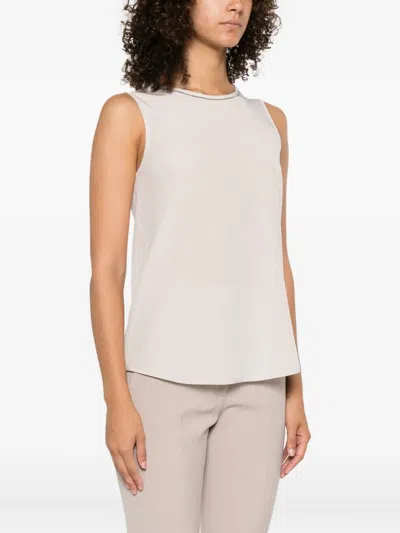 Peserico Embellished Sleeveless Top In White