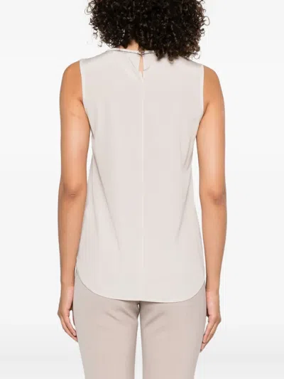 Peserico Embellished Sleeveless Top In White