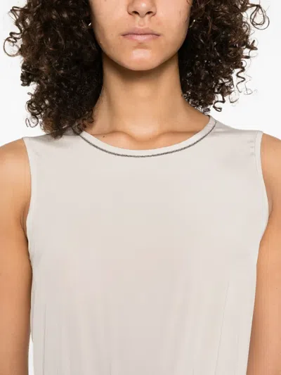 Peserico Embellished Sleeveless Top In White