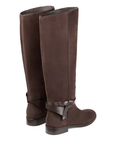 Jimmy Choo Lawton Knee Boot Flat In Brown