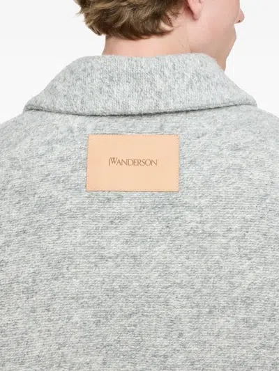 Jw Anderson Mens Light Grey Melange Contrast-trim Relaxed-fit Knitted Wool-blend Jacket In Gray