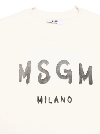 Msgm Logo-print Sweatshirt In Neutral