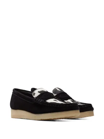Clarks Originals Wallabee "cow Print Hairon" Loafers In Black