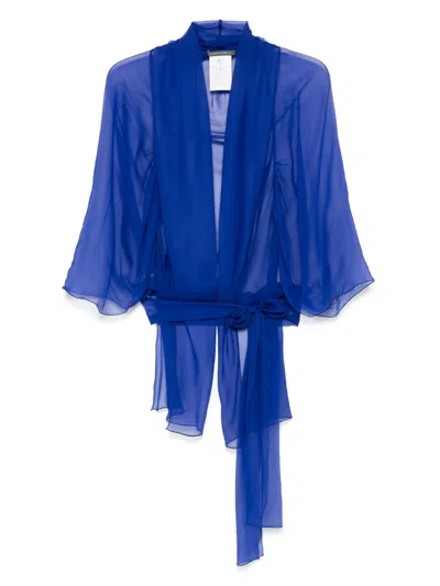 Alberta Ferretti Silk Jacket In Blue