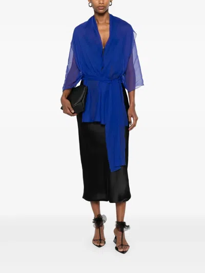 Alberta Ferretti Silk Jacket In Blue