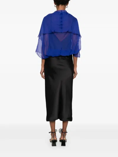 Alberta Ferretti Silk Jacket In Blue