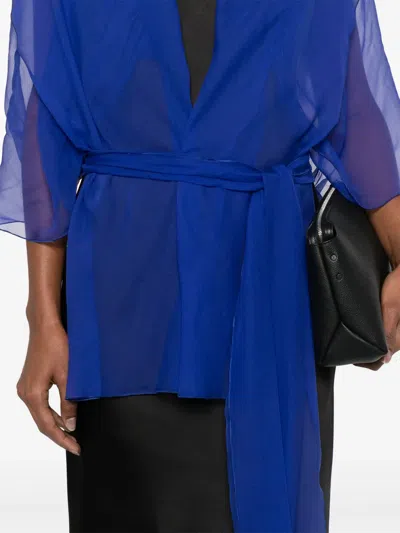 Alberta Ferretti Silk Jacket In Blue