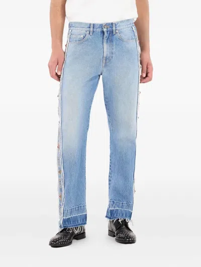 Roberto Cavalli Jeans With Stud And Stone Pattern In Blue