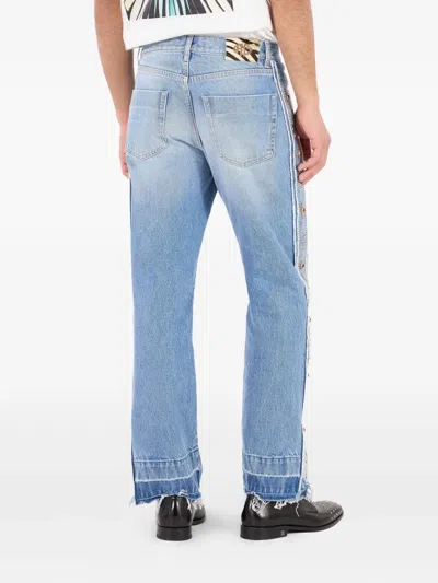 Roberto Cavalli Jeans With Stud And Stone Pattern In Blue