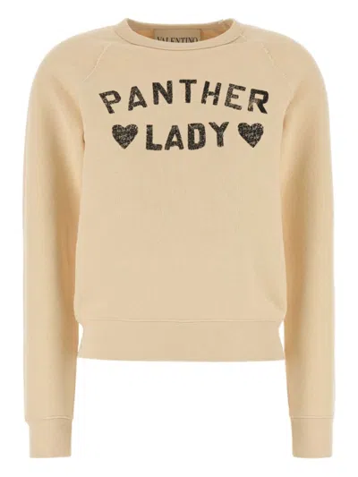 Valentino Graphic Print Crew Neck Knitwear Sweatshirt In Brown