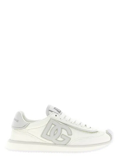 Dolce & Gabbana Dg Cushion White Low Top Sneakers In Mixed Materials Woman In Multi