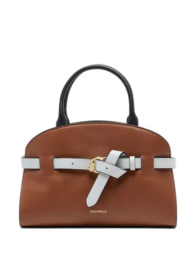 Coccinelle Structured Brown Handbag With Black Accents In Brown